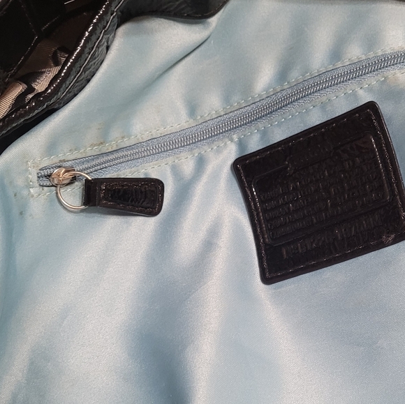 COACH PEYTON SIGNATURE LUREX HOBO BAG BLACK/SILVER - Picture 12 of 12